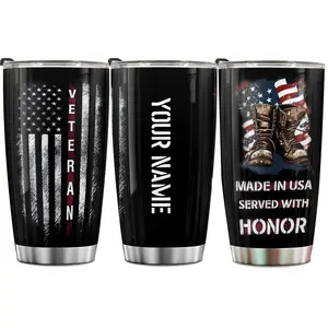 Personalized Military Veteran Tumbler, American Veteran Made In The USA Serve With Honor Veterans Day Memorial Day Gift, Insulated Stainless Steel Tumbler 20oz/ 30oz