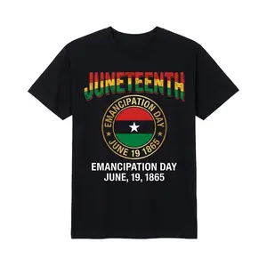 Juneteenth Emancipation Day June 19 1865 Graphic T Shirt Black Freedom Day Pride Tee Black History Pan African Colors Flag Star Design Men Women African American Apparel