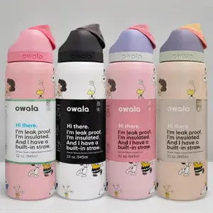 Owala FreeSip 32oz Insulated Water Bottle – Stainless Steel, Leakproof Flip Lock Lid, BPA Free, Keeps Drinks Cold 24H Hot 12H, Reusable Sports Travel Gym Bottle with Built-in Straw Design