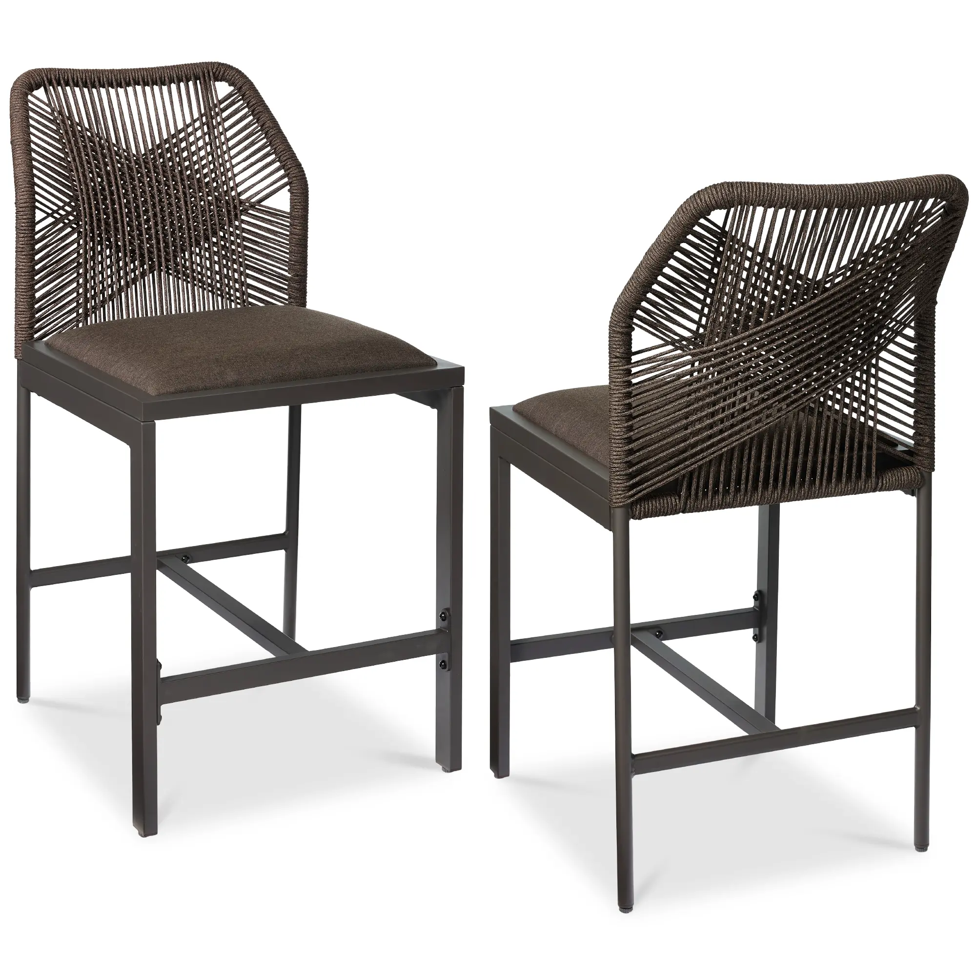 Best Choice Products Set of 2 Indoor Outdoor Counter Height Barstools w/ All-Weather Rope & Aluminum