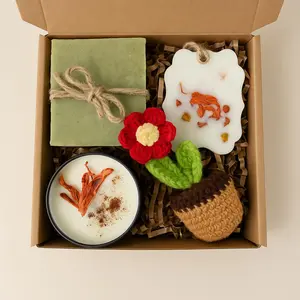 Relaxing Spa Gift Box, Thank You Teacher Appreciation – Handmade Soap, Candle, Botanical Sachet & Crochet Flower