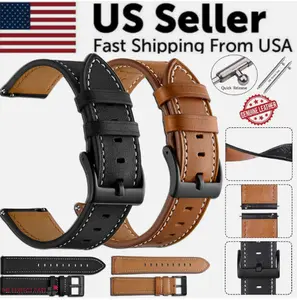 18mm 20mm 22mm Classic Genuine Leather Watch Band Strap Quick Release Wristband