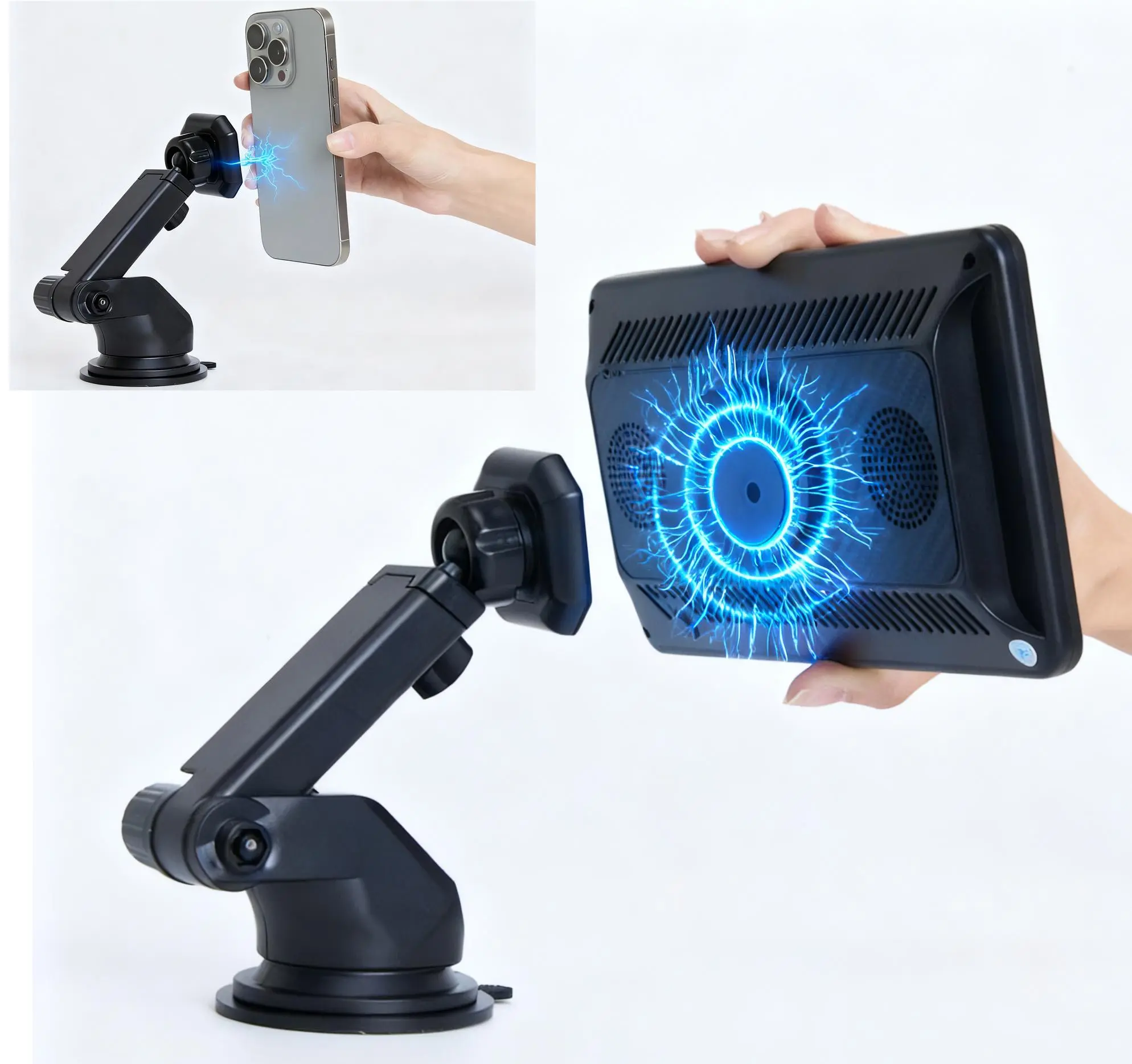 Hieha Suction Cup Car Mount for PASLDA Portable CarPlay Screens & In-Car Android Displays - Adjustable Angles, Flexible Long Arm, Windshield/Dashboard Compatibility, Easy Installation, Portable, Stable Design