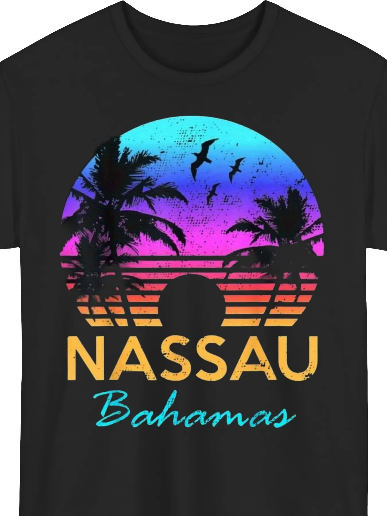 Men'S Nassau Bahamas Sunset Beach Trip Graphic Tee unisex soft cotton short sleeve t shirt, vintage graphic casual tee for men women teens, perfect birthday holiday gift for camping travel gym daily street  wear