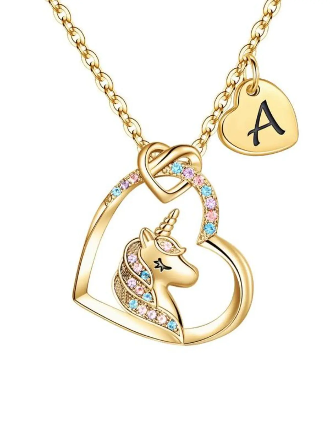 Unicorn Design Pendant Necklace for Women & Girls, Fashion Jewelry for Party, Daily Clothing Decor, Trendy All-match & Exquisite Jewelry for Birthday Gift, Love Heart Necklace, Dangling Charms Necklace, Exquisite Chain Jewelry