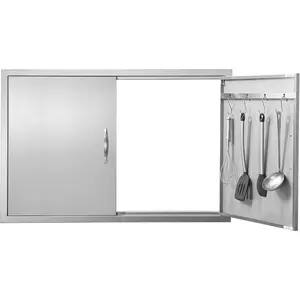 VEVOR Double BBQ Access Door, 34Wx 19H Inch Stainless Steel Flush Mount Vertical Wall Door with Handles for BBQ Island, Grilling Station, Outside CabinetVEVOR Super Brand Day