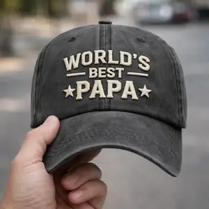 World’s Best Papa Hat – Embroidered Dad Cap – Vintage Washed Baseball Hat – Gift for Papa – Father’s Day Grandpa Gift – Classic Dad Hat