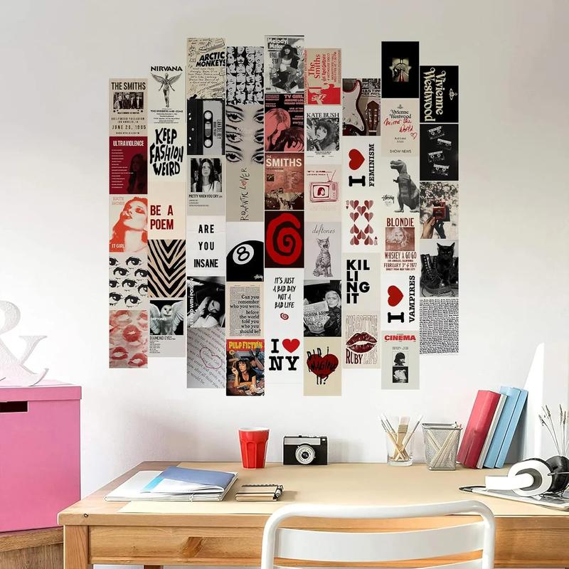 50PcsRoom Decor, Y2k Wall Art Prints for Bedroom, Coquette Wall Collage Kit for Room Aesthetic, 4"x6" Vintage Photo Collage Kit Pictures , Retro Rockstar Posters Wall Decor Dorm Decor