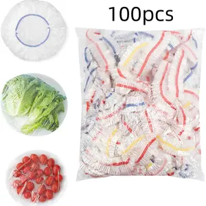 Plastic bowl lids, food covers, 100 reusable elastic stretchable food preservation covers, kitchen and restaurant cookware canning lids, food bags, universal kitchen cling film