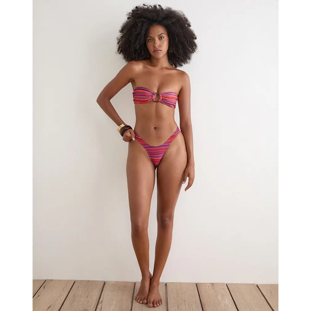 Sorawa Bikini Top in Purple and Red Radiant Lines