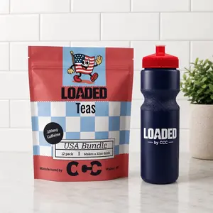 USA 12 pack Loaded Tea Bundle | Mixed Flavors | Hydration Caffeinated Flavored Beverage Mix Packets | One the go | FREE water bottle for the 1st 1000 people
