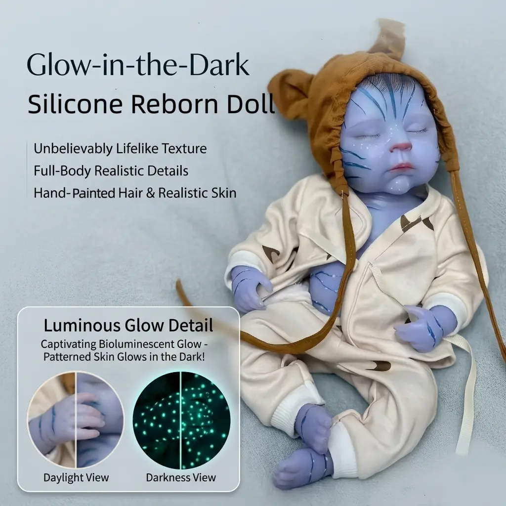 Otarddolls 13in Glow-in-the-Dark Full Silicone Reborn Baby Doll Girl Peaches - Around 1kg, Hand-Painted Hair, Waterproof Soft Touch, Glowing Fun, Children's Birthday Gift Toy (Baby Dolls for DIY Specialty Supplies)