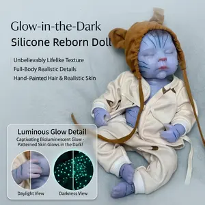 Otarddolls 13 Inch Can Glow In The Dark Full Silicone Reborn Girl Doll Peaches With Painted Hair Handmade Waterproof Soft Touch Feelings Cute Newborn Doll Toy For Children's Birthday Gift