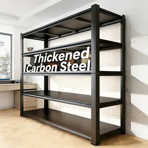 72" H Garage Shelving 5 Tier Storage Shelves Heavy Duty 3000LBS Adjustable Shelf Unit Metal Garage Shelving for Warehouse Industrial Basement, 72" H X 35.4" W X 17.7" D, Black, Utility Shelves