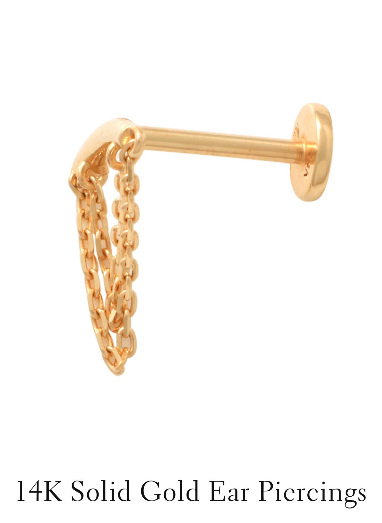 14K Solid Gold Ear Piercings for Women - Fashion Accessory