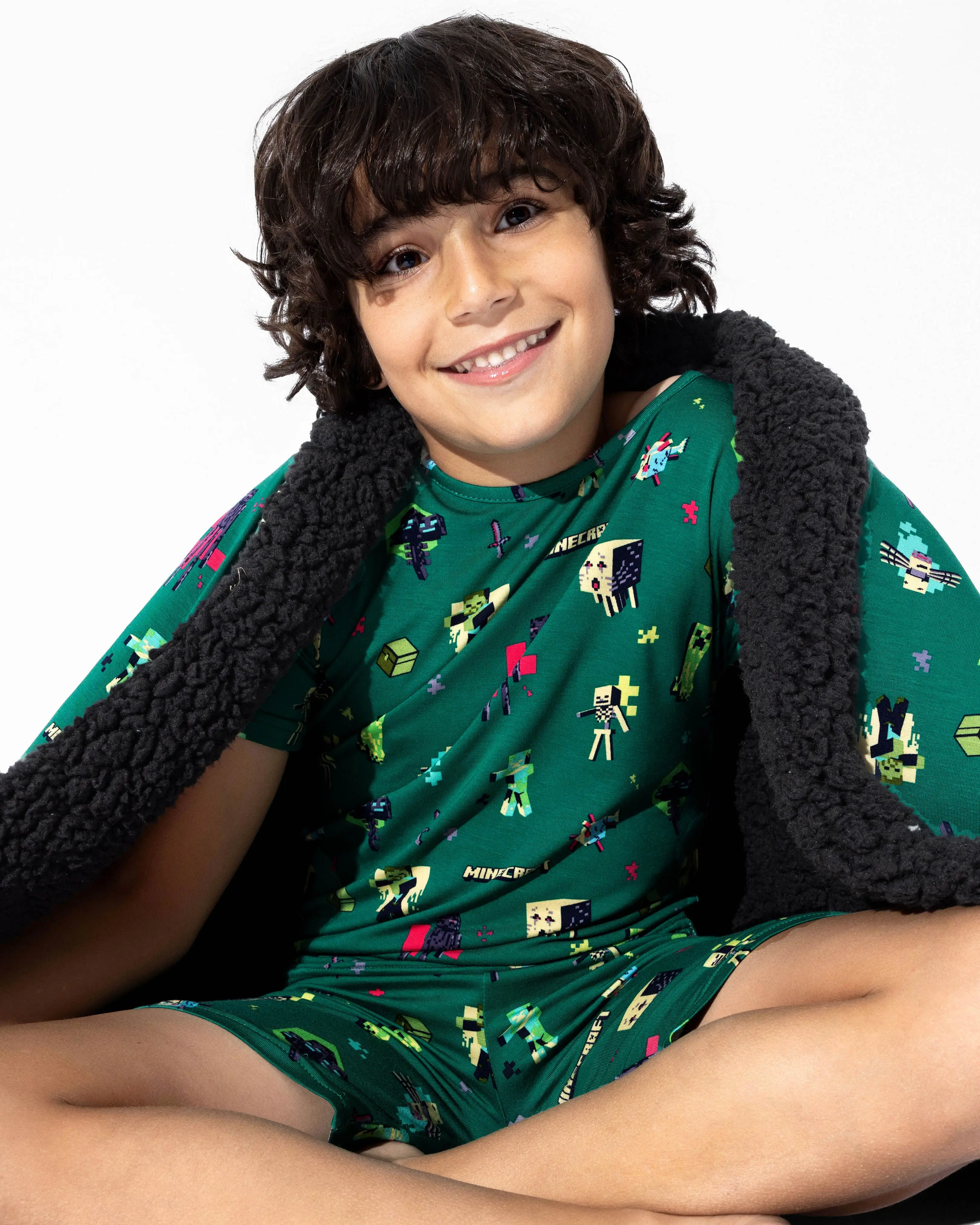 Bellabu Bear Minecraft: Midnight Mobs Bamboo Sherpa Blanket