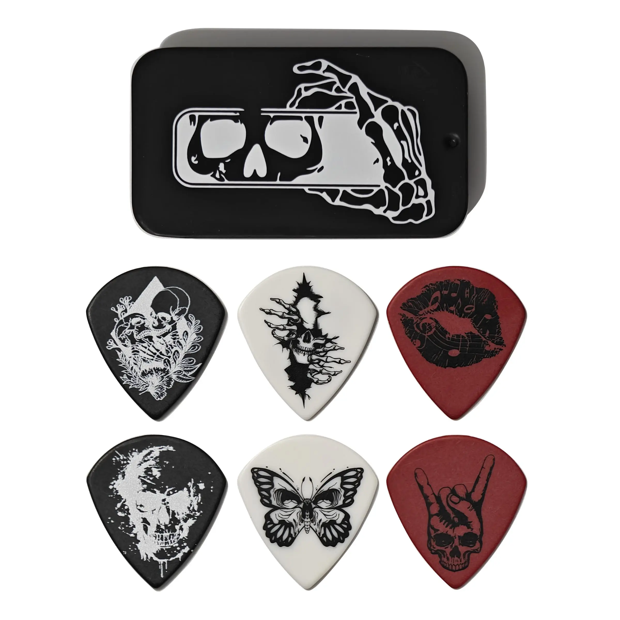 Guitar Picks with Storage Box, 6pcs Mixed Thickness Guitar Pick with Storage Box, Musical Instrument Accessories for Acoustic Guitar & Bass Guitar, Ukulele, Guitar Pack, Portable Guitar Accessories
