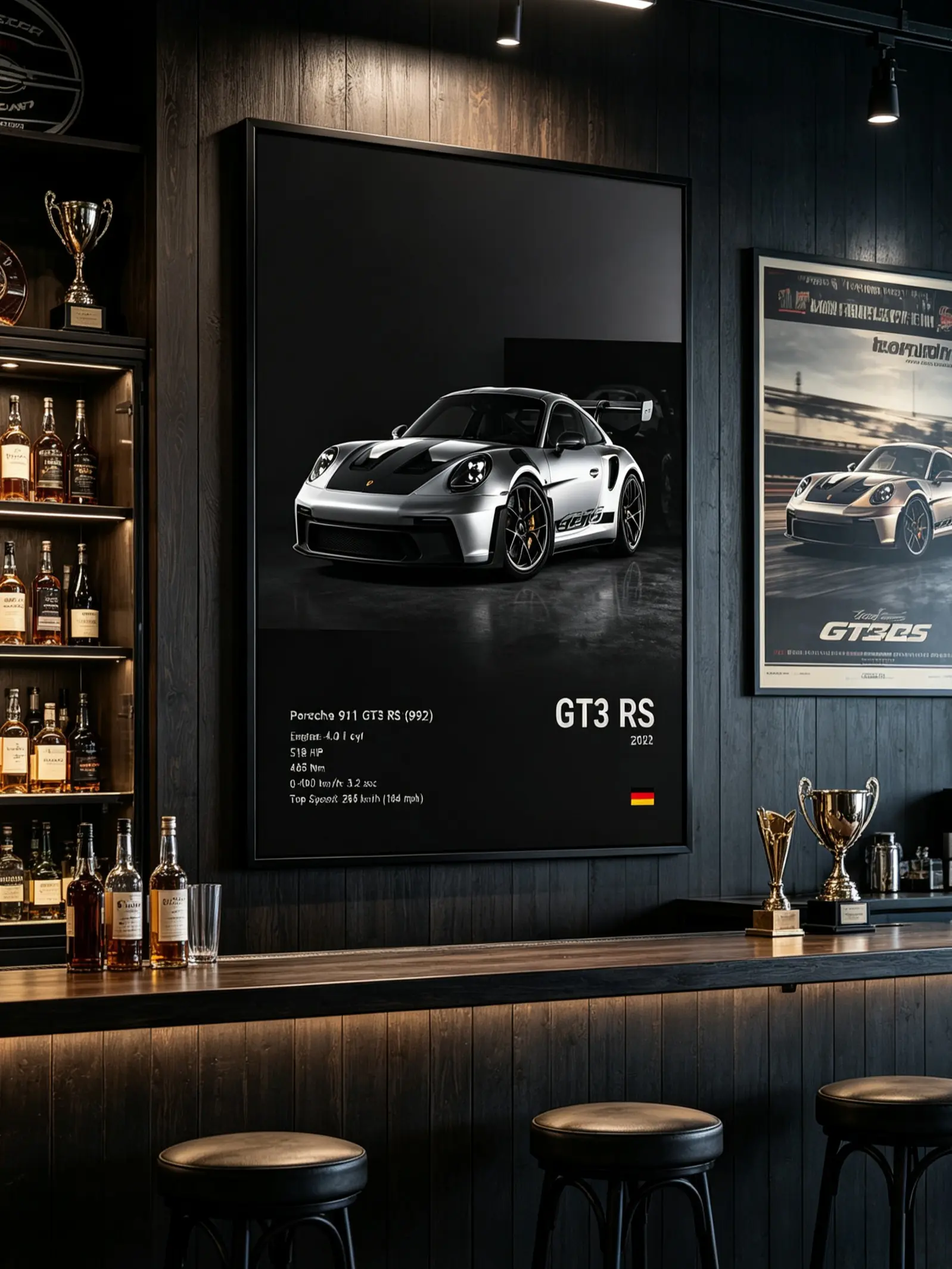 992 GT3 RS Car Photography Poster Print - Wall Decor Aesthetic, Home Supplies Wall Art
