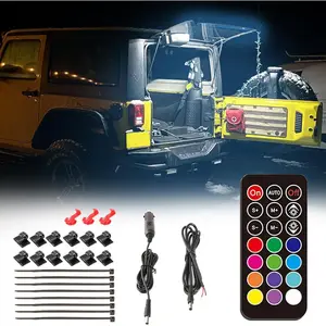 RGBW Rear Glass Lift Gate Dome Led Light RF Wireless Remote Tailgate Camping Lights Rear Cargo Liftgate Interior Overhead Light Compatible with Wrangler YJ TJ JK JKU JL JLU 2/4-Door