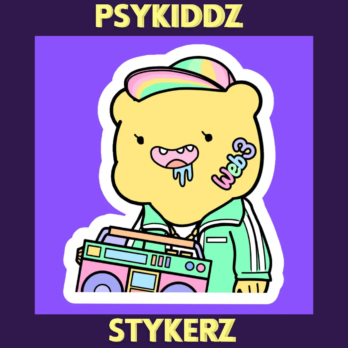 Boom Box Crazy Bear Sticker | Decorative Vinyl Decal Sticker | Personal & Home Decor | Cartoon Bear Sticker | PsyKiddz Stykerz