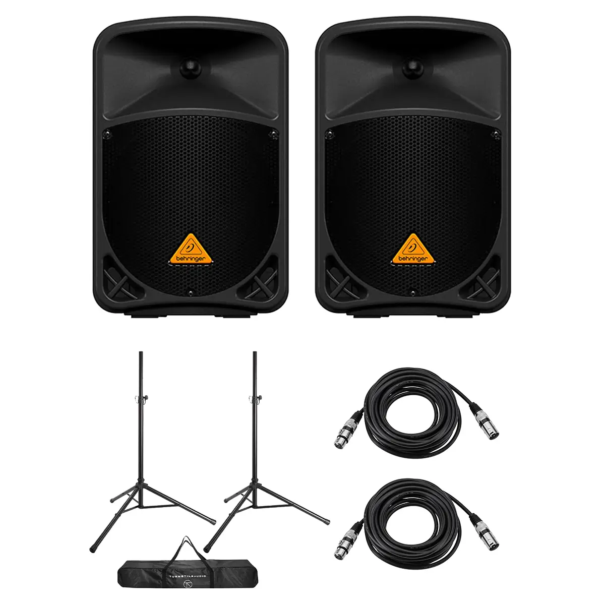 Behringer 2x Eurolive B108D 8" 300W Active PA Speaker, with Stands  Cables