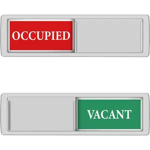 Vacant Occupied Sign for Home Bathroom Office Restroom Conference Hotel Easy Read Non-Scratch Slider Door with Clear Bold Colored Text