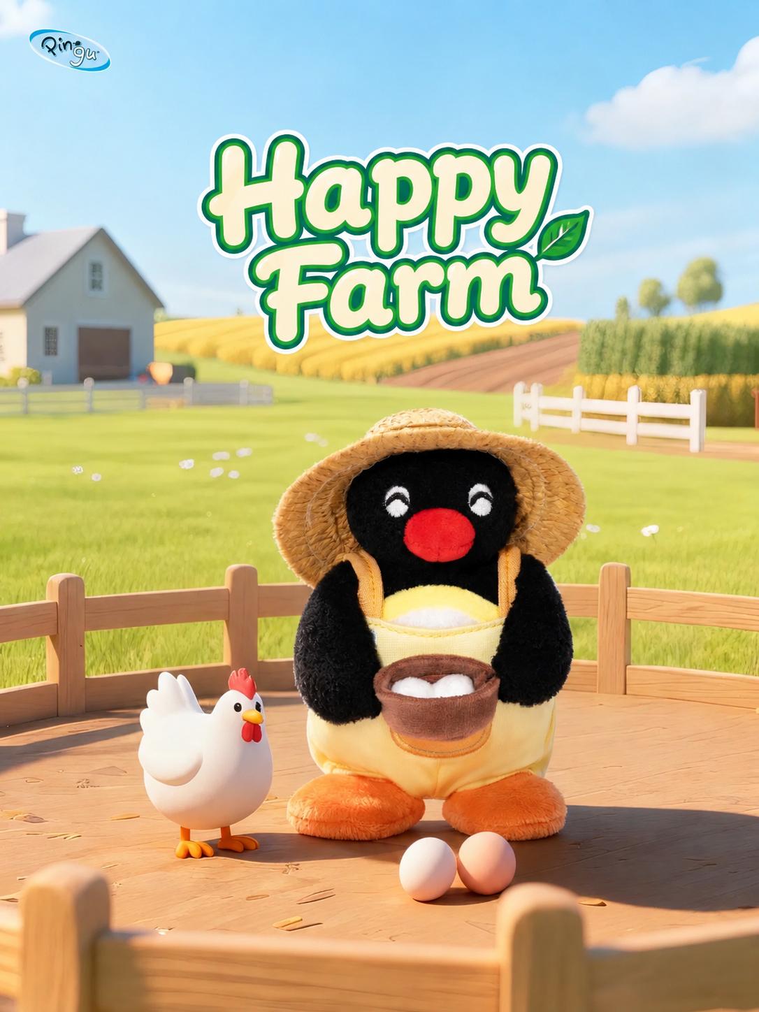 Pingu Happy Farm Series Plush Pendant Blind Box - Farm-Themed Penguin Charm, Soft Fluffy Keychain, Sweet Backpack Accessory for Teens' Daily Matching