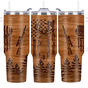 Hunting Pattern Tumbler, 1 Count 40oz/1100ML Vacuum Insulated Travel Tumbler with Lid, Insulated Mug, Gift for Men Dad Best Friends Hunting Lovers, Drinkware