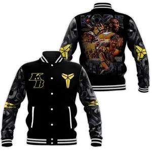 Kobbe Black Mammba Baseball Jacket, Basketball Legend Champion Graphic Varsity Coat, Everyday Casual Jacket