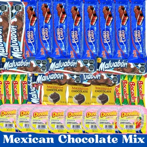 Mexican Chocolate Mix - 35 Pieces - 8 Bubulubu, 8 Malvabon, 8 Bocadín, 8 Duvalín, 3 Mazapán Chocolate - Authentic Mexican Candy Sampler