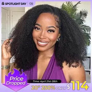 [250% 20" Only $114] OQ HAIR Afro Curly Wear Go Glueless Half Wig 180% 250% Density Upgrade With Drawstring Cap Invisible Hairline Human Hair Wigs Beginner Friendly #TikTokShopBlackFriday