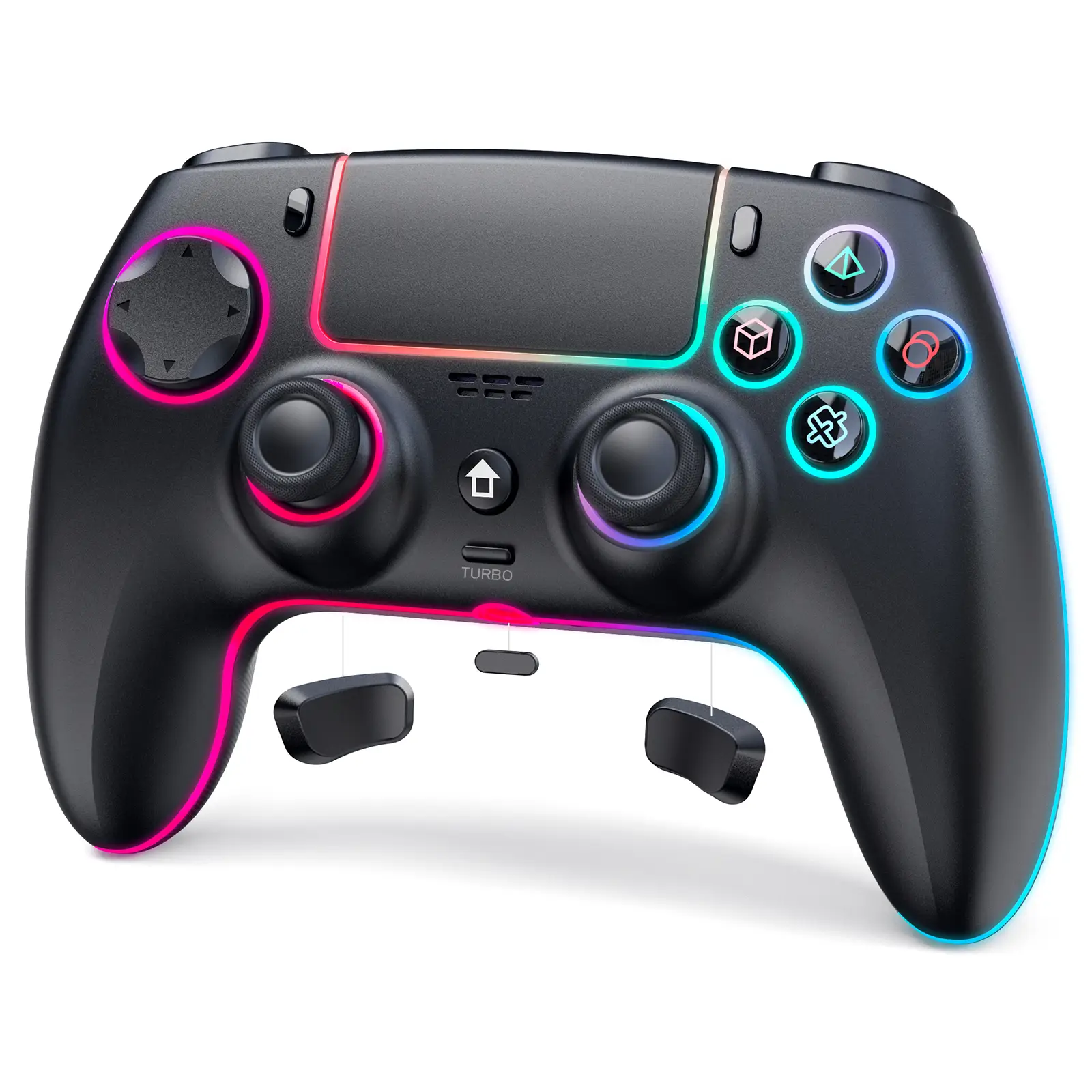 JORREP PS-5 Pro Controller Hall Effect 7 RGB Colors Dual Vibration Turbo 6 Axis Gyro Programmable Headset Jack 1500mAh Battery Wired Adjustable Gamepa