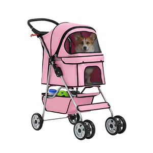 【Black Friday】FDW Pet Stroller Cat Dog Stroller Travel Folding Carrier with Rear Brakes & Zippered Mesh Screen Windows for Easy Zip and Go