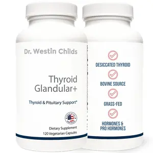 Dr. Westin Childs - Thyroid Glandular+ Raw Grass-Fed Desiccated Bovine Thyroid Support for Women with Hypothyroid, Hashimoto's, Energy & Metabolism Supplement - L-Tyrosine, Selenium, Iodine & More 120 ct