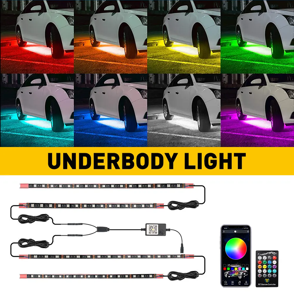 AUXITO RGB LED Strip Under Car Tube Underglow Underbody System Neon Light Lamp Kit AUXITO RGB LED Strip Under Car Tube Underglow Underbody System Neon Light Lamp Kit