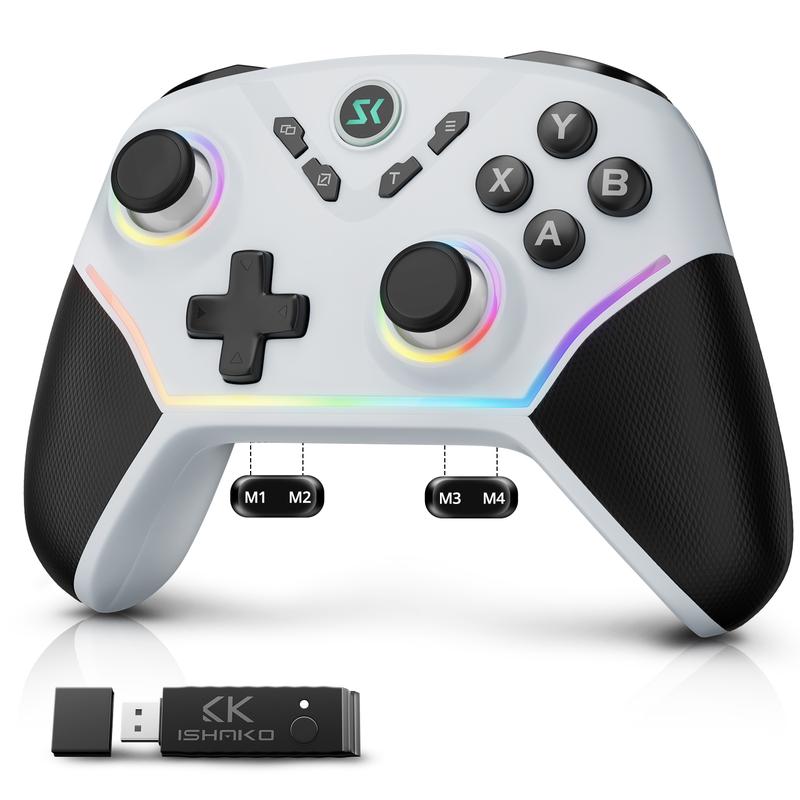 Pro Wireless Gaming Controller – RGB Backlit, Hall Effect Joysticks (2-Stage), 1000Hz Polling Rate, 6-Axis Motion Sensor & Mech Buttons – Works with PC, Nintendo Switch, Steam, Android