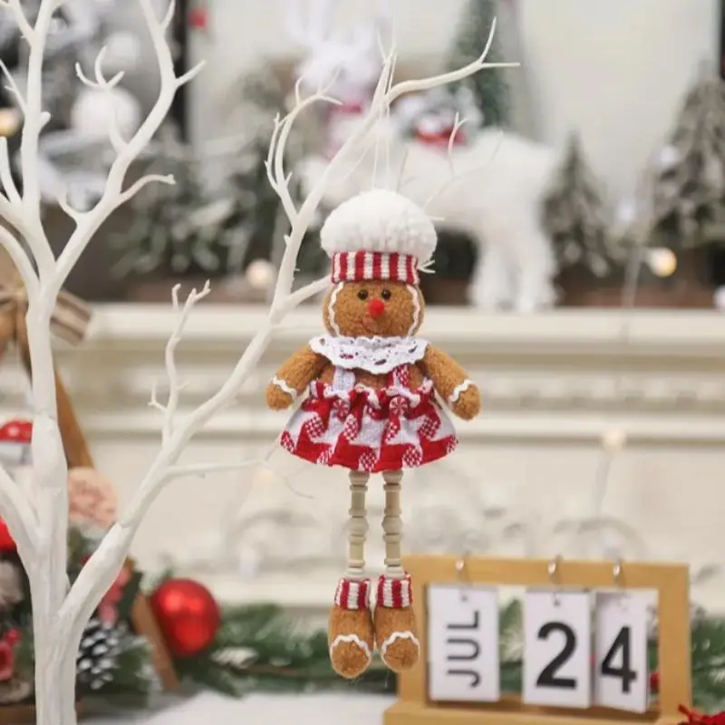Christmas Decoration Gingerbread Man Wooden Legs Hanging Ornament, Wall Hanging Ornament, Holiday Window Display Decor, Festive Home Decoration