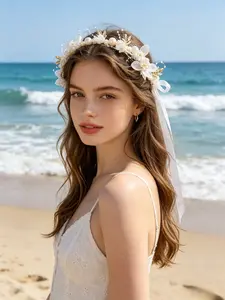 Korean Princess Style Pearl Crown Hair Accessory, Adult Floral Headband, Flower Crown Headband, Elegant Fashion Jewelry, Birthday Gift, Party Photo Prop