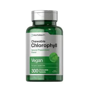 Horbäach Chlorophyll Pills | 300 Chewable Tablets | Natural Peppermint Flavor | Vegan, Non-GMO & Gluten Free Supplement