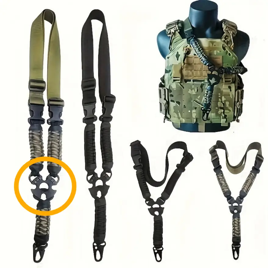 Single-Point Tactical Sling, Adjustable Lightweight Nylon Carry Strap with Quick-Release Carabiner for Outdoor Duty Vests, Adjustable Nylon Strap, Multifunction Straps