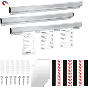3 Pcs Magnetic Ticket Rack Aluminum Slide Check Holder Paper Note Organizer Bill Display Rail for Kitchen Restaurant Office Cafes Bar Pubs