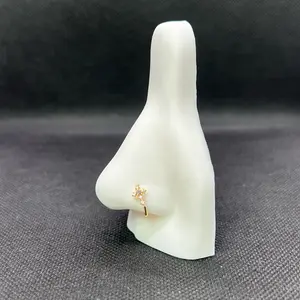 Cross Hoop Nose Ring - 20G 8mm Length, Gold Color, Simple Design