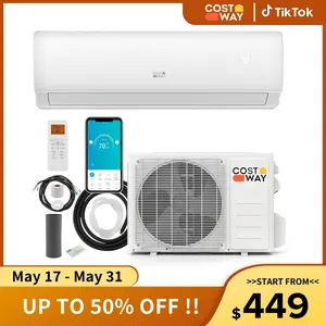 COSTWAY Split Air Conditioner& Heater, 9000-24000BTU Wifi Enabled Inverter Air Conditioner & Heater Pump System, Compatible with Alexa, w/Installation Kit