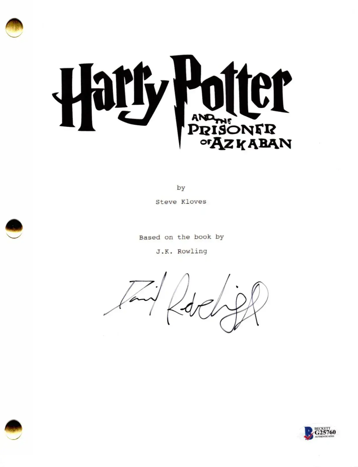 Daniel Radcliffe Authentic Autographed Harry Potter and the Prisoner of Azkaban Script