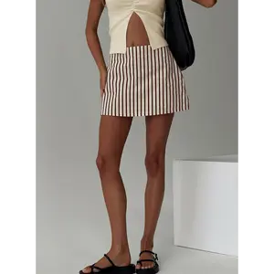 Gigi Skort Beige Stripe Tall