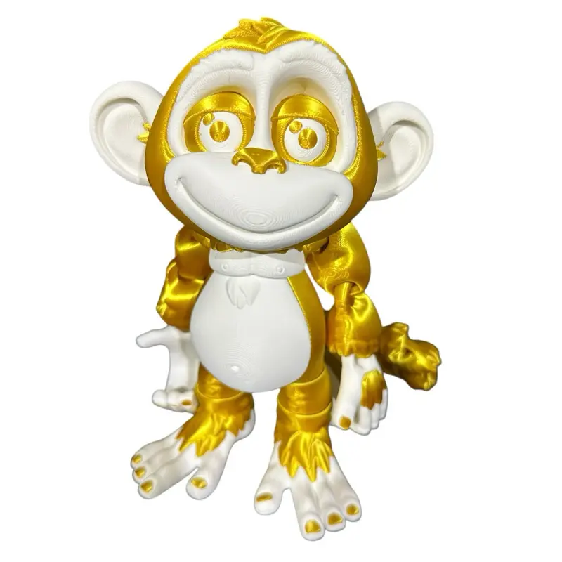 8” Monkey Figurine – Gold & White Finish | Cute Display Collectible