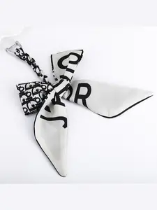 Korean-style exquisite bow-knot lanyard keychain, anti-loss car key holder, trendy woven silk scarf bag pendant