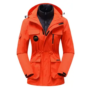 Winter plush and thickened jacket, detachable three-in-one two-piece set, autumn and winter outdoor warm thick liner, men and women's freezer work clothes, same style cold-proof fishing mid-length warm jacket