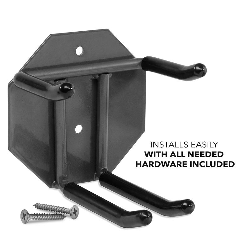 RaxGo Wall Mounted Ski Rack, Holds 2 Pairs of Skis & Skiing Poles or Snowboard, Set of 2 Hooks