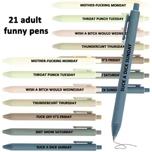 21pcs Funny Ballpoint Pens, Funny Teacher Pens, Unique Pens, with 7-Day Swear Humor - Light Plastic Pens, Black Ink, Office Gifts for Coworkers (Age 18+), Humorous Stationery, Writing Stationery, Playful Design, Lightweight Pen, Ballpoint Pen Kit